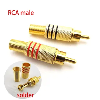 6pcs/množstvo 3 Pár pozlátené RCA Samec Konektor Konektor Audio Video Jack Adaptér Konektory Spájky Typu RCA Kábel