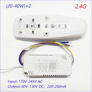 APP riadenie LED driver 2.4 G diaľkové inteligentné LED transformátor (20-40W)X2 pre stmievateľné farebne premenlivé luster