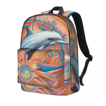 Dolphin Batoh Ceruzka Umenie Farebné Kreslené Cvičenie Batohy Ženy Bežné Vysokej Školy Tašky Vlastné Odolný Batoh