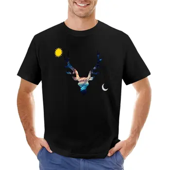 Kozmické Stag T-Shirt anime čierne tričká pre mužov
