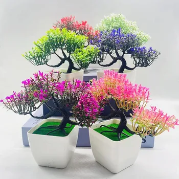 Záhradné Sedenie Ozdoby Plastové Rastliny Bonsai Malý Strom Hrniec Falošné Rastlín Črepníkové Kvetiny Domov Izba Stôl Dekorácie