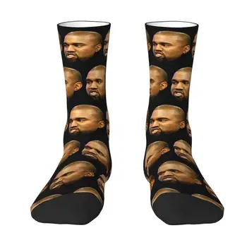 Vtipné Kanye West Muži Ženy Posádky Ponožky Unisex Novinka 3D Tlač Šaty Ponožky