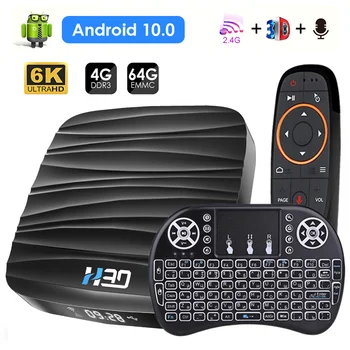 TOPSION Voice Smart TV Box Allwinger H6 32GB/64GB Android 10.0 2.4 G WIFI 6K Video Bluetooth 5.0 Home Media Player Set-Top-Box