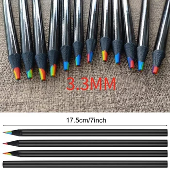 Drevené Rainbow Farebné Ceruzky, 7 Farieb V 1 Rainbow Ceruzky, Pre Viacfarebná Core, (12) Drevené Rainbow Farebné Ceruzky, 7 Farieb V 1 Rainbow Ceruzky, Pre Viacfarebná Core, (12) 2