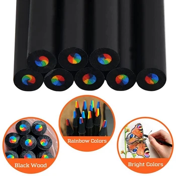 Drevené Rainbow Farebné Ceruzky, 7 Farieb V 1 Rainbow Ceruzky, Pre Viacfarebná Core, (12) Drevené Rainbow Farebné Ceruzky, 7 Farieb V 1 Rainbow Ceruzky, Pre Viacfarebná Core, (12) 4