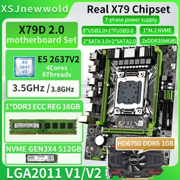 X79D2.0 Doske Auta s E5 2637V2 Procesora A pamäťových modulov DDR3 REG 1*16 G=16 GB Pamäte A 512 gb diskom NVME SSD HD6750 1GB DDR5 Grafická karta