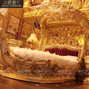 Európska masívneho dreva vyrezávané dvojité queen bed luxusnej lodi posteľ francúzskeho handričkou princezná posteľ villa spálne nábytok