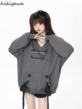 Harajuku Hoodies Ženy Oblečenie tvaru Bežné Obväz Vrecku Nadrozmerné Topy 2023 Ropa Mujer Streetwear Módy Y2k, Mikiny