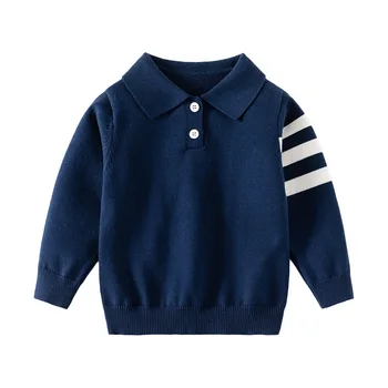 2023 Jeseň nový chlapec klope pletený sveter, kórejský štýl, Vhodný pre 3-8 rokov chlapci