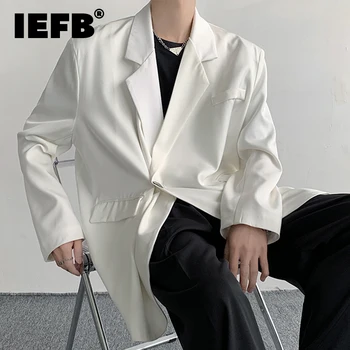 IEFB Vysoký Stupeň Saténový Oblek Kabát Trend Mužov Voľné Jednoduché, Bežné Obchodné Muž Blejzre Farbou Tenké Módne Oblečenie 9C1216