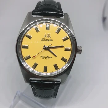 Farebný ciferník hodiniek s ručným reťazenie 7120 čisto mechanický pohyb, žlté, všetky oceľové business hodinky