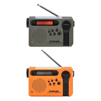 Núdzové Ručné Kľuky Rádio s LED Bleskom pre Núdzové, AM/FM SW Prenosné Počasie Rádio s 2000mAh
