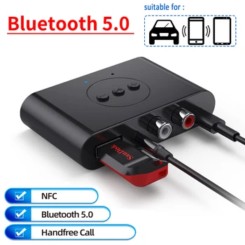Bluetooth 5.0 Audio Prijímač U Diskov NFC RCA, 3.5 mm AUX Jack Stereo Hudby Bezdrôtový Adaptér s Mic pre Súpravu do Auta Bluetooth Reproduktor