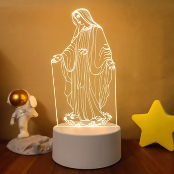 Ukrižovanie ježiša 3D Ilúziu Nočné Svetlo pre Domáce Dekorácie a Zbožnosť Ukrižovanie Ježiša Lampa pre Izba Office