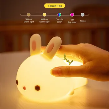 Diaľkové Ovládanie 16 Farieb, USB Nabíjateľné Silikónové Bunny Čítanie pre Deti Detská Hračka Darček Dotykového Snímača RGB LED Králik Nočné Svetlo