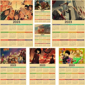 2023 Kalendár Retro Plagátu Kraft Papier Anime Útok na Titan Death Note Vytlačí Vintage Domov Izba Dekor Estetické Umenie Maľba