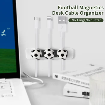 Tvorivosť Kábel Organizátor USB Kábel Klipy Držiteľ Riadenia Drôt Futbal Tvar Magnetického Ploche Kábel Organizátor