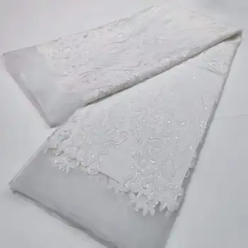 Luxusné biele Textílie 2023 kvalitné Afriky 3D sequin čipky francúzskej čipky a tylu textílie Švajčiarskej čipky Nigérijský oka textílie odevy