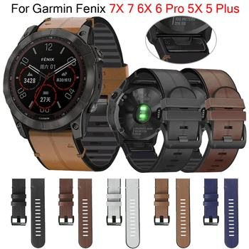 Smartwatch Popruh Pre Garmin Fenix 6X 6 Pro 7X 7 5X 5 Plus 3 3-LR 945 hodinkám 22 26 mm Silikónové Kožené Rýchle Uvoľnenie Watchband