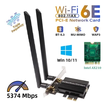 WiFi 6E Ax210 Pcie Sieťová Karta Intel AX210NGW Bluetooth 5.3 802.11 ax Tri Pásme 2,4 Ghz/5 ghz/6Ghz WiFi6 Bezdrôtový Adaptér pre PC E
