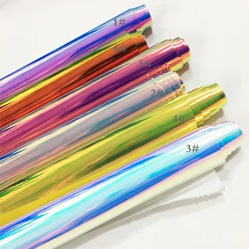50X137CM zrkadlo kožené rádium film špeciálne tkaniny farebné holografické textílie laser faux kožené vrece materiál